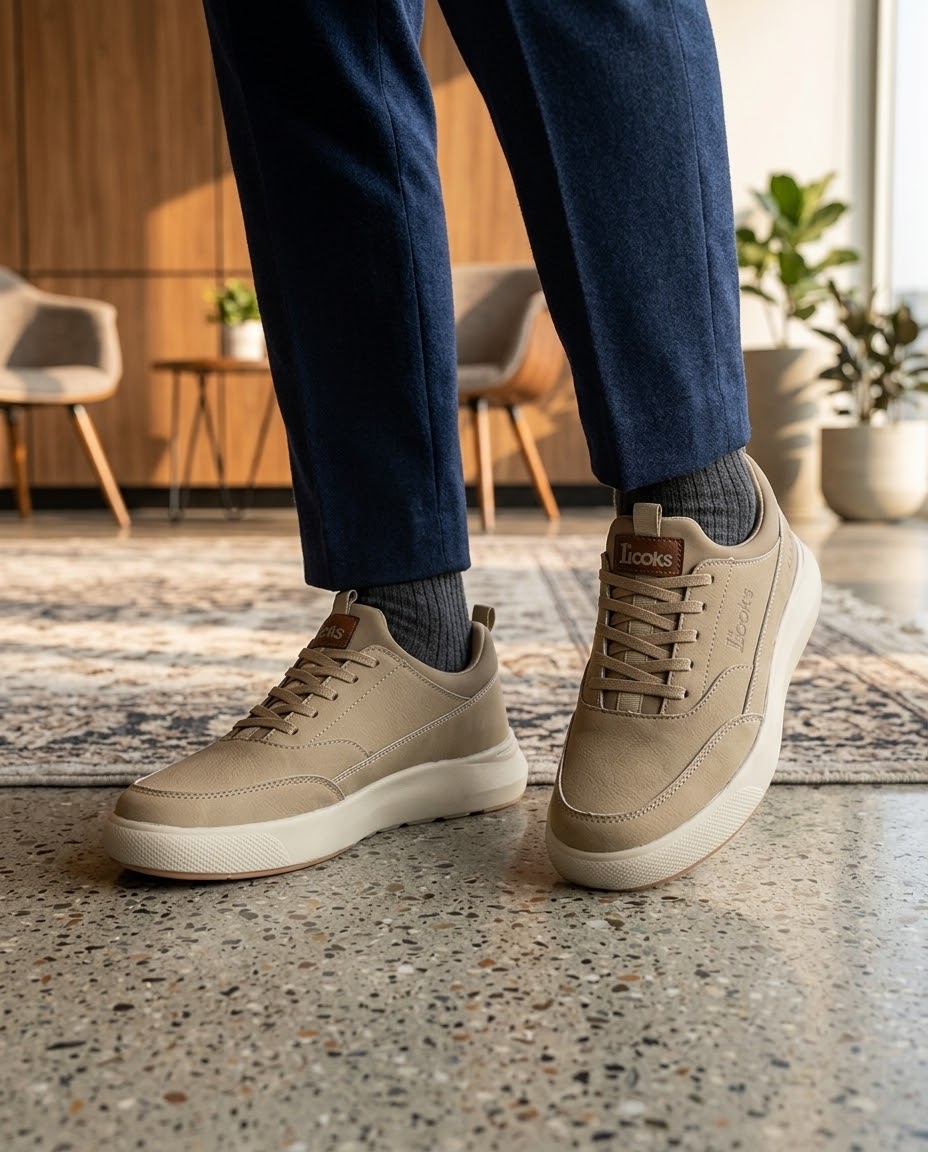 Premium Taupe Nubuck Leather Comfort Sneakers first look - Image 2