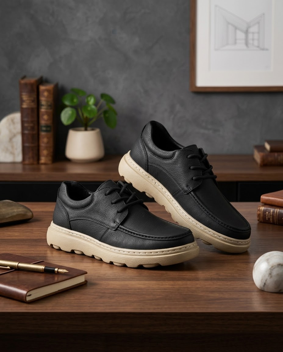 Premium Leather Smart Casual Lace-Up Shoes - Image 4