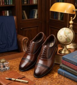 Premium Burnished  Leather Brogue Oxford Shoes